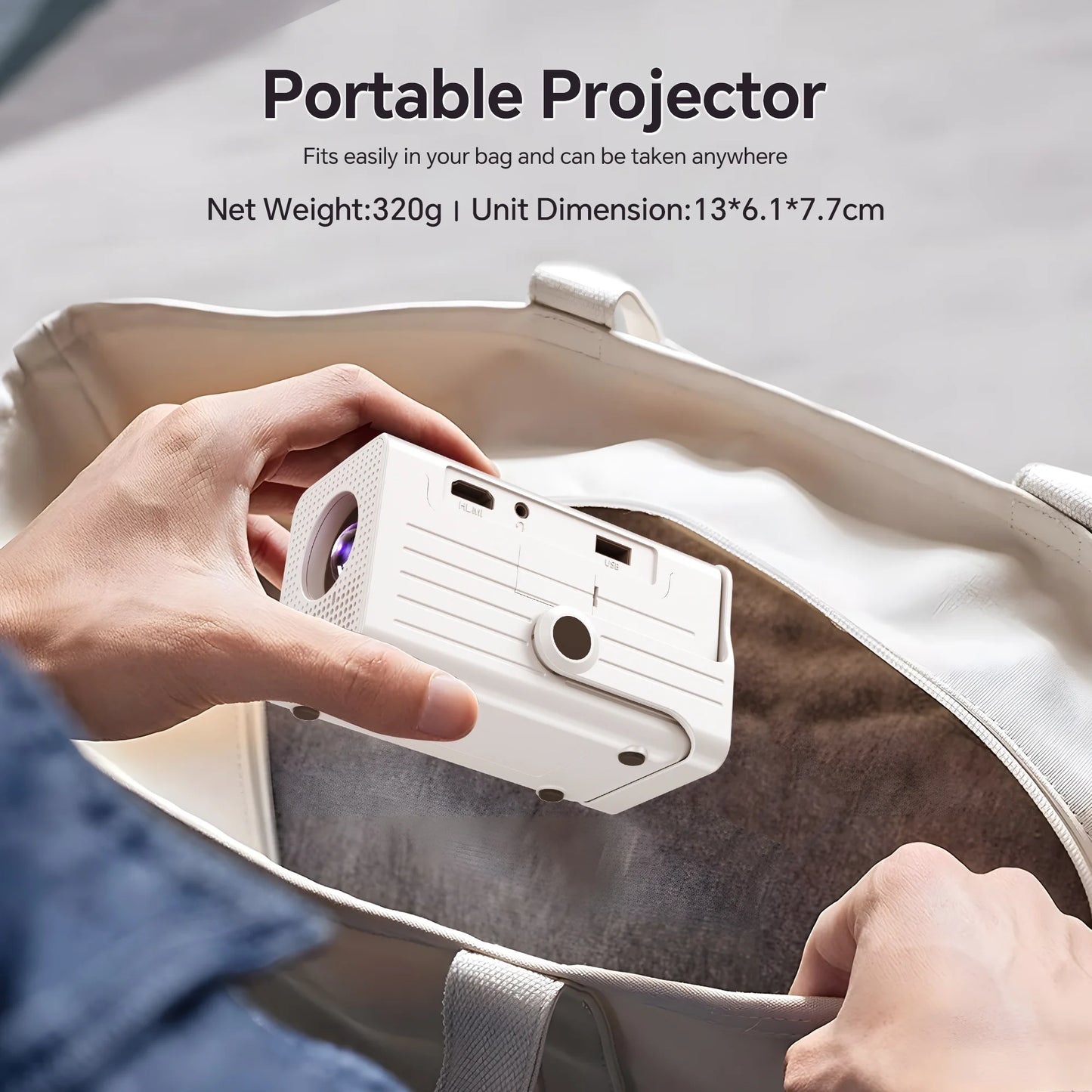 Mini Projector 1080P Support Portable Movie Projector for Indoor & Outdoor Projection Compatible with TV Stick/Hdmi