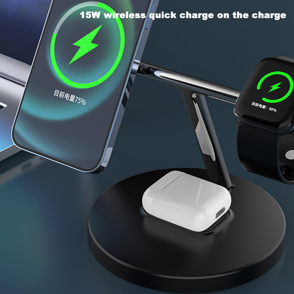 3 in 1, 15W Fast Magnetic Mobile Phone Wireless Charger