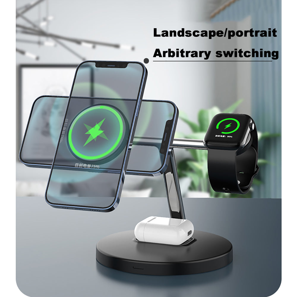 3 in 1, 15W Fast Magnetic Mobile Phone Wireless Charger