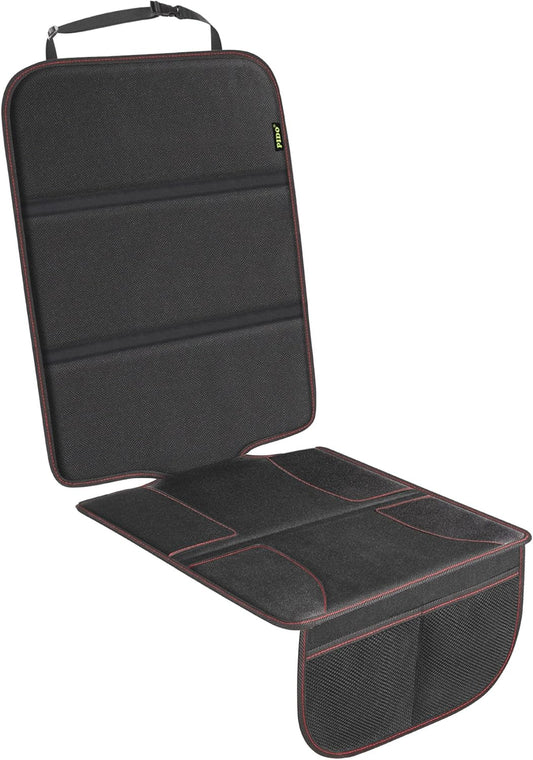 Car Seat Protector for Child Car Seat with Thick Padding, Waterproof Fabric and Storage Pockets, Child/Baby Carseat Padding Mat, Universal Fit for Vehicle Leather Upholstery